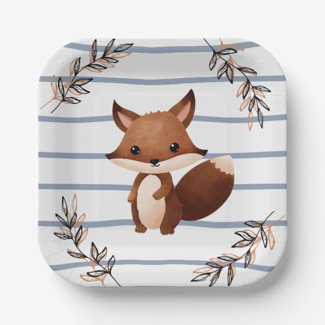 Party-Papierplatte aus Holz - Eichhörnchen Pappteller (Vorderseite)