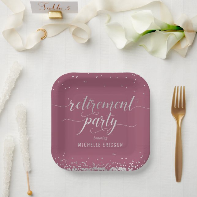 Party-Papierplatte Elegantes Silber, rosa Pappteller (Hochzeit)