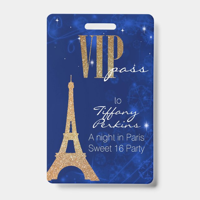 Party Paris Themed VIP-Abzeichen Ausweis (Vorderseite)