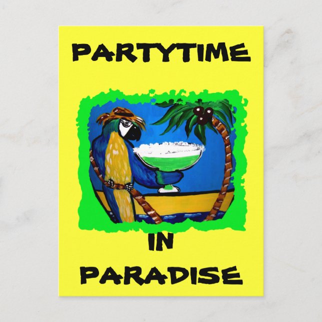 PARTY PARROT EINLADUNGSPOSTKARTE (Vorderseite)