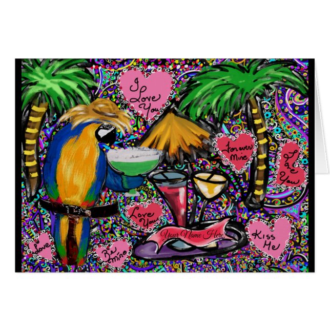 Party Parrot = Valentinstag (Vorderseite (Horizontal))