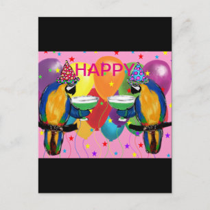 Party Parrots Einladungspostkarte