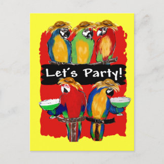 PARTY PARROTS EINLADUNGSPOSTKARTE