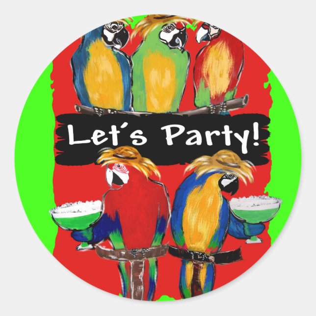 PARTY PARROTS RUNDER AUFKLEBER (Vorderseite)