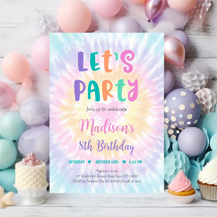Party Pastel Gefärbte Krawatte Boho Hippie Geburts Einladung