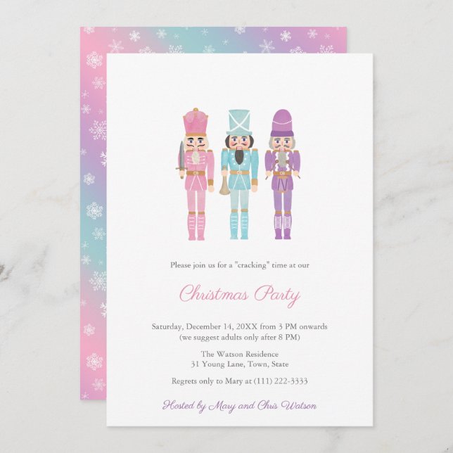 Party Pastel Nutcracker Einladung (Vorne/Hinten)