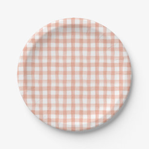 Party Peach Gingham Pappteller