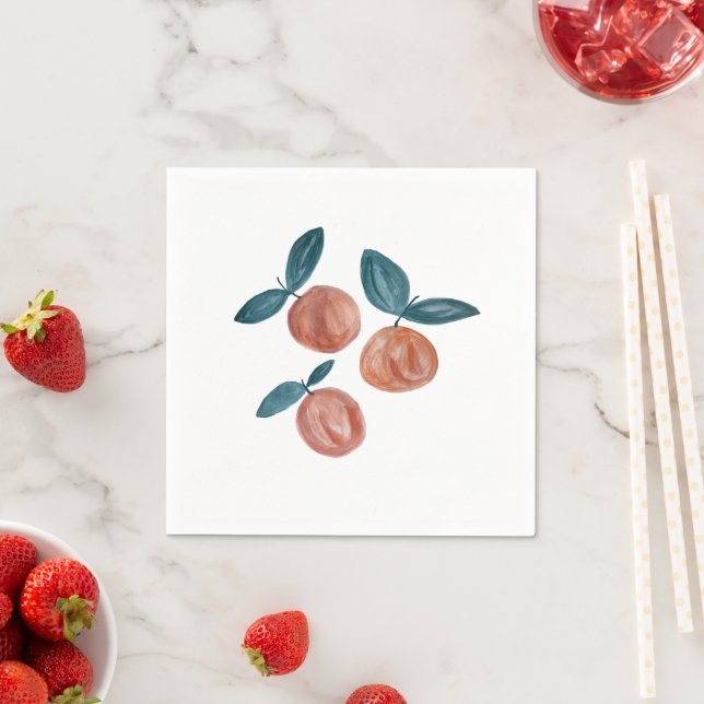 Party Peach Painting Fruit Illustration Serviette (Beispiel)