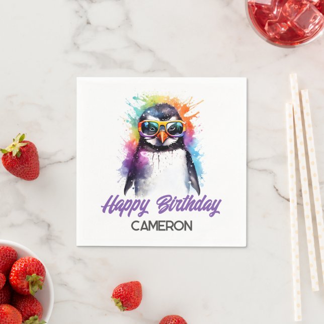 Party Pinguin-Sonnenbrille, Kindergeburt Serviette (Beispiel)