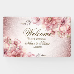 Party Pink Aquarell Blume Shiny Glitzer Moderne Banner