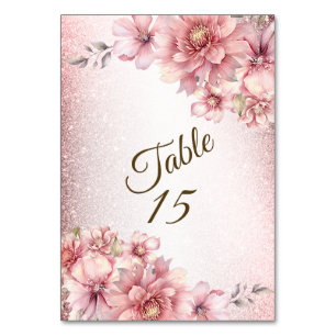 Party Pink Aquarell Blume Shiny Glitzer Moderne Tischnummer