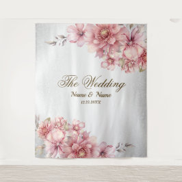 Party Pink Aquarell Blume Shiny Glitzer Moderne Wandteppich