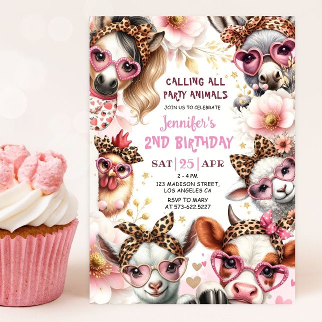 Party Pink Girl Barnyard Farm Geburtstag Einladung (Von Creator hochgeladen)