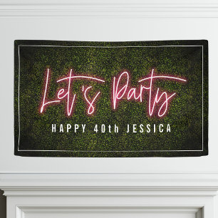 Party Pink Neon Boxwood Geburtstag Banner