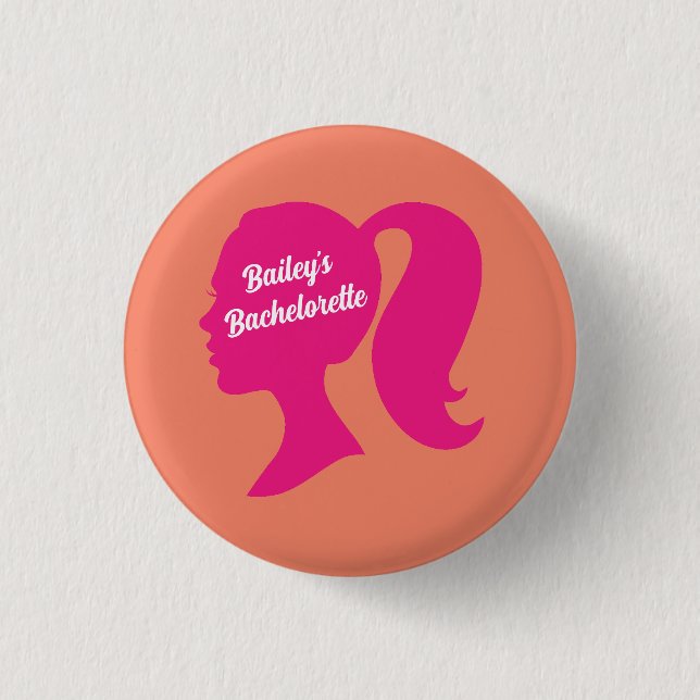 Party Pink & Orange Bachelorette Button (Vorderseite)