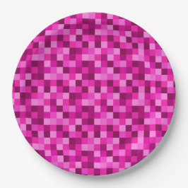 Party Pink Pixels Paper Plates, Party Plates Pappteller
