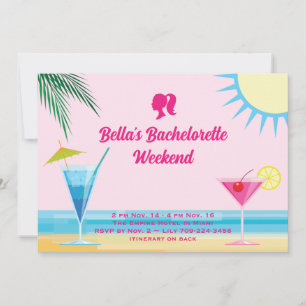 Party Pink Sommerzeit Beach Weekend Bachelorette Einladung