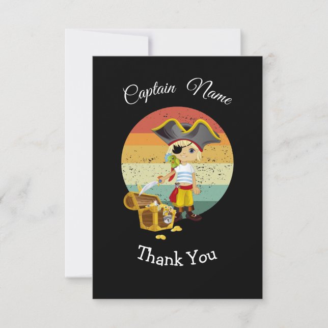 Party Pirate Boy Thema Danke Karte (Vorderseite)