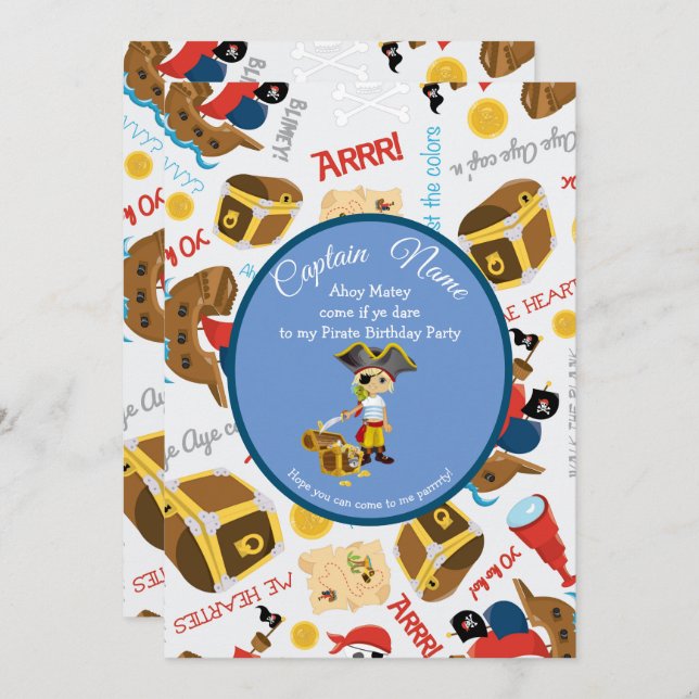 Party Pirate Einladung (Vorne/Hinten)