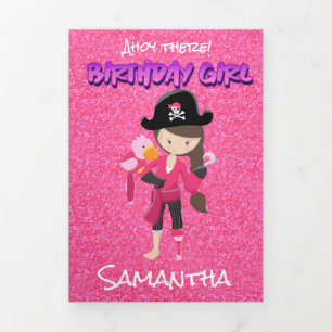 Party Pirate Girl 9. Geburtstag Dreifach Gefaltete Karte