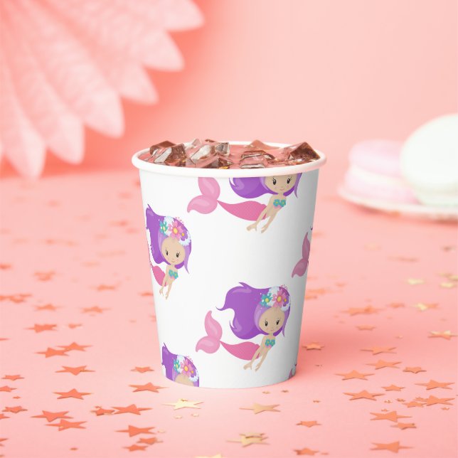 Party Pirate rosa mermaids Paper Cups Pappbecher (Insitu)