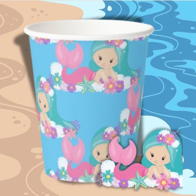 Party Pirate rosa mermaids Paper Cups Pappbecher (adorable Party Mermaids Paper Cups)