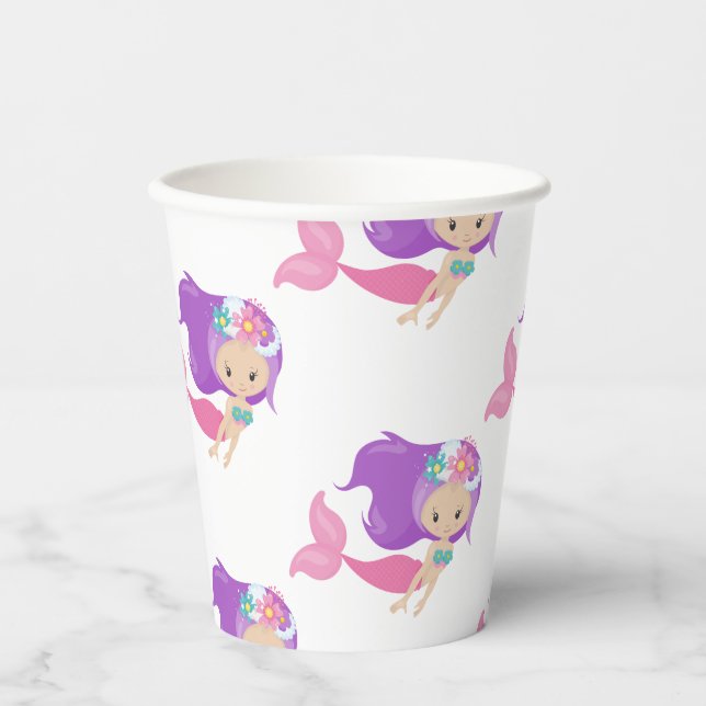 Party Pirate rosa mermaids Paper Cups Pappbecher (Vorderseite)