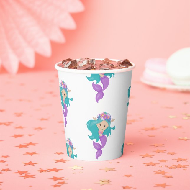 Party Pirate rosa mermaids Paper Cups Pappbecher (Insitu)