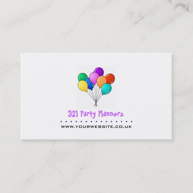 Party Planner Business Card (Ballon-Logo) Visitenkarte (Vorderseite)