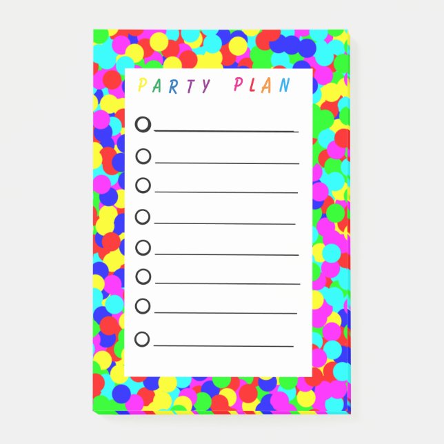 Party-Planungs-Checkliste Post-it Klebezettel (Vorderseite)
