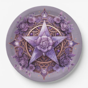 Party-Plate für  Pentagramme - Lila Rose Pappteller