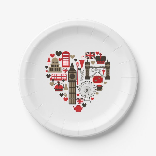Party Plate Liebe London Pappteller (Vorderseite)