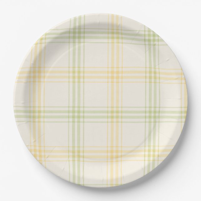 Party Plate | Lime & Lemon Plaid | Gin & Tonic Pappteller (Vorderseite)