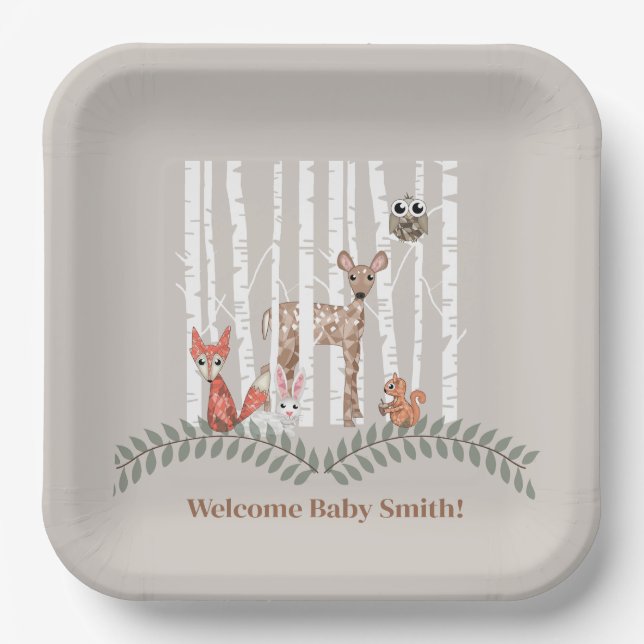 Party-Plättchen für Waldtiere Pappteller (Vorderseite)