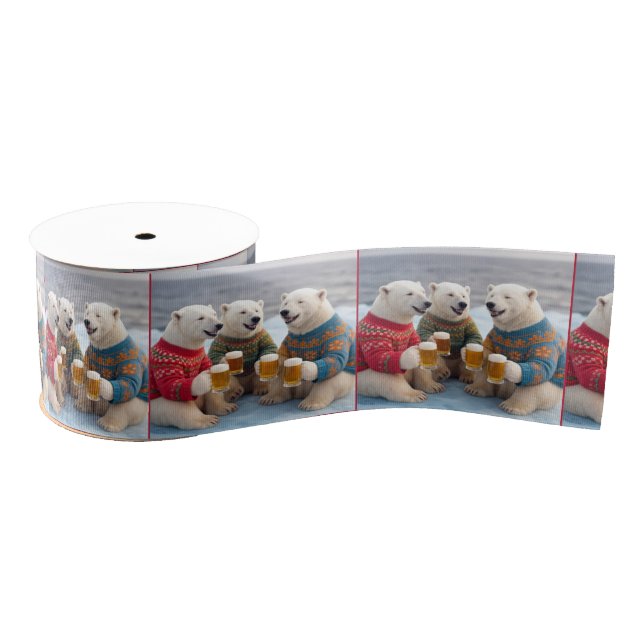 Party Polar Bears Wearing Christmas Ugly Sweaters Ripsband (Spule)