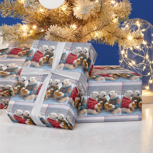 Party-Polarbären mit hässlichen Weihnachtspullover Geschenkpapier (Feiertage)