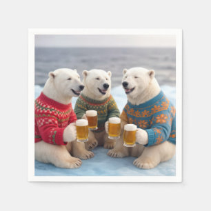 Party-Polarbären mit hässlichen Weihnachtspullover Serviette