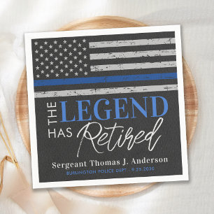 Party "Police Retirement Legend Thin Blue Line" Serviette