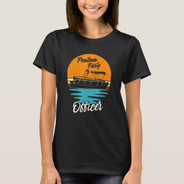 Party Pontoon Pontoon Party Retro Sunset B T-Shirt (Vorderseite)
