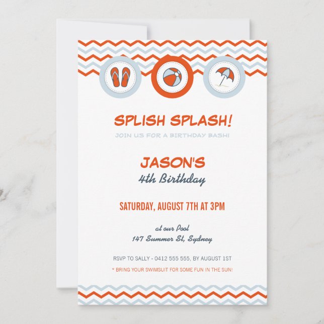 Party/Pool-Party Einladung (Vorderseite)