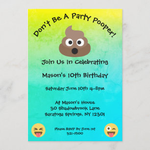 Party Pooper Emoji Geburtstagsparty Einladung