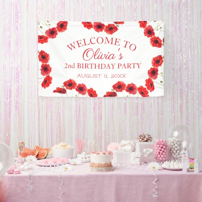 Party Poppies Baby Girl Banner (Party)