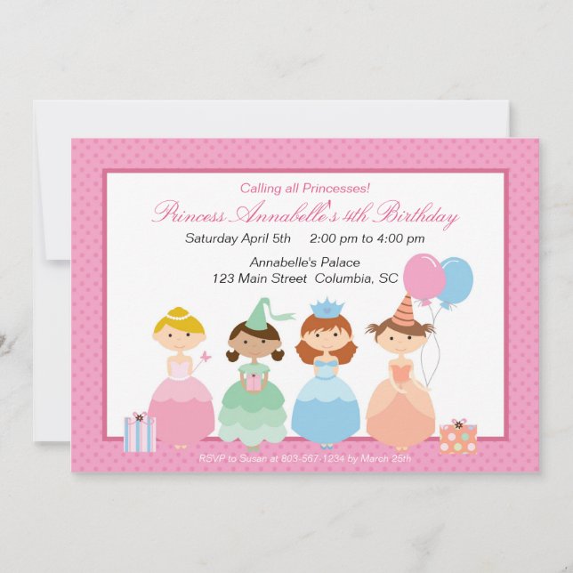 Party Princess Einladung (Vorderseite)