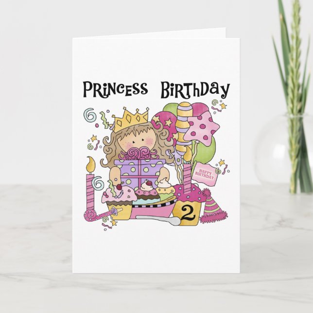 Party Prinzessin 2. Geburtstagsgeschenke Karte (Vorderseite)