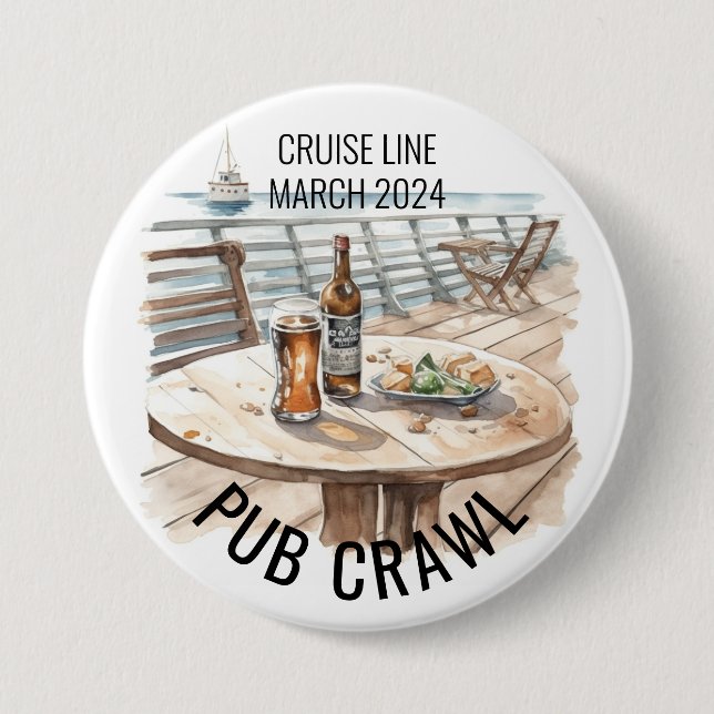 Party Pub Crawl Cruise Line Bachelorette Button (Vorderseite)