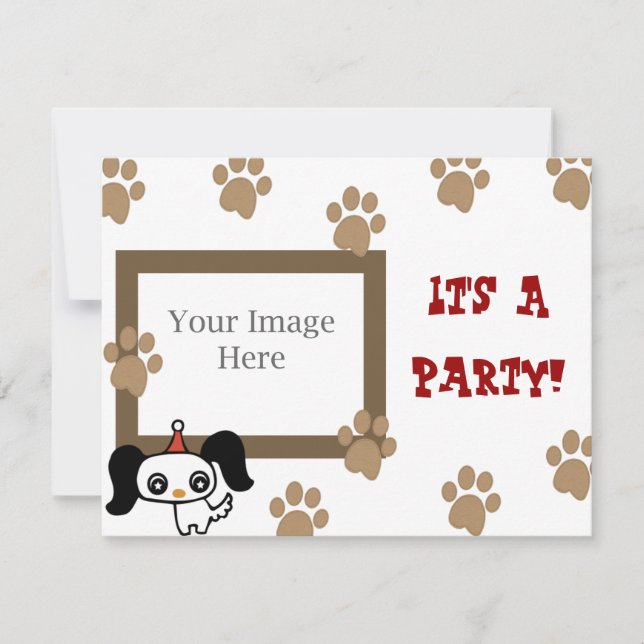 Party "Puppy Paw Print" Einladung (Vorderseite)