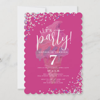 Party Rainbow Pink Ice Cream Geburtstag Einladung
