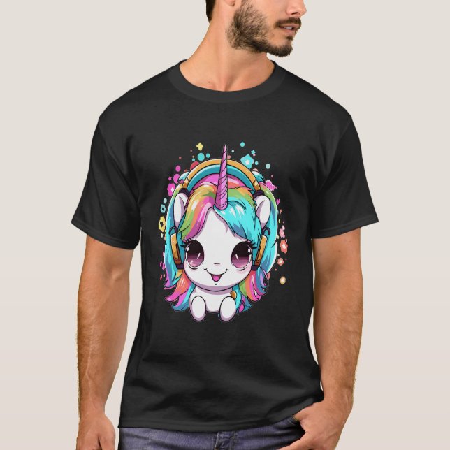 Party Rainbow Unicoro Festival Dj T-Shirt (Vorderseite)
