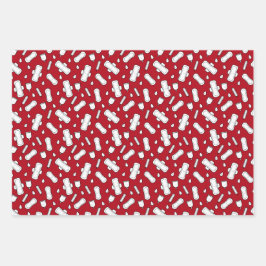 Party Red White Tampon Pad Muster Geschenkpapier Set