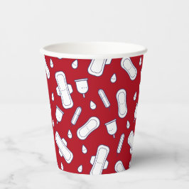 Party Red White Tampon Pad Muster Pappbecher